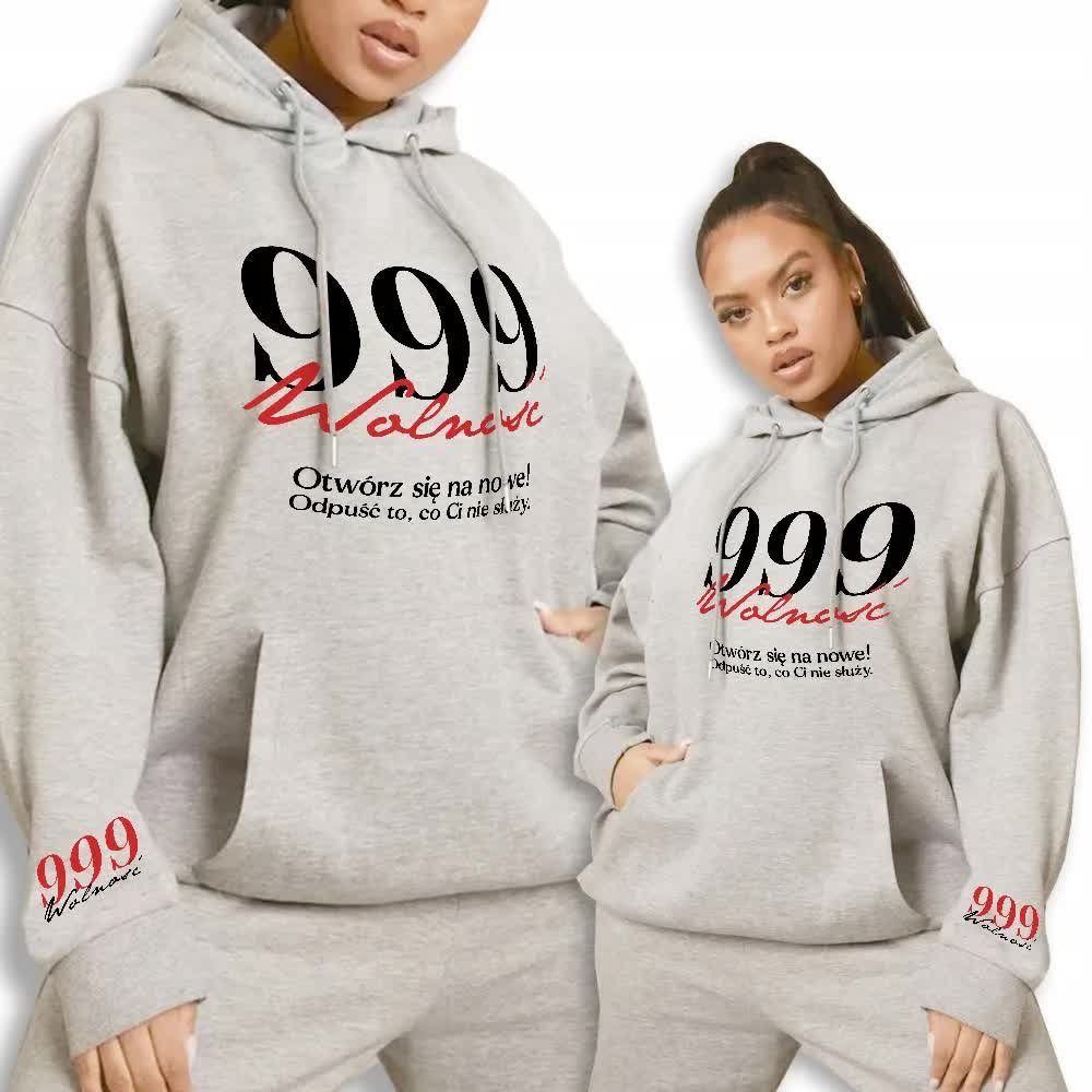Bluza Szara Damska Z Kapturem 999 Wolność - Xxl