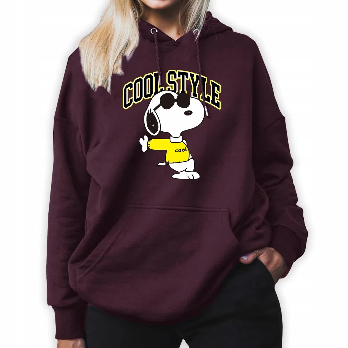Bluza Damska Burgundowa Z Kapturem Dla Miłośnika Piesków Cool Style Wzory M