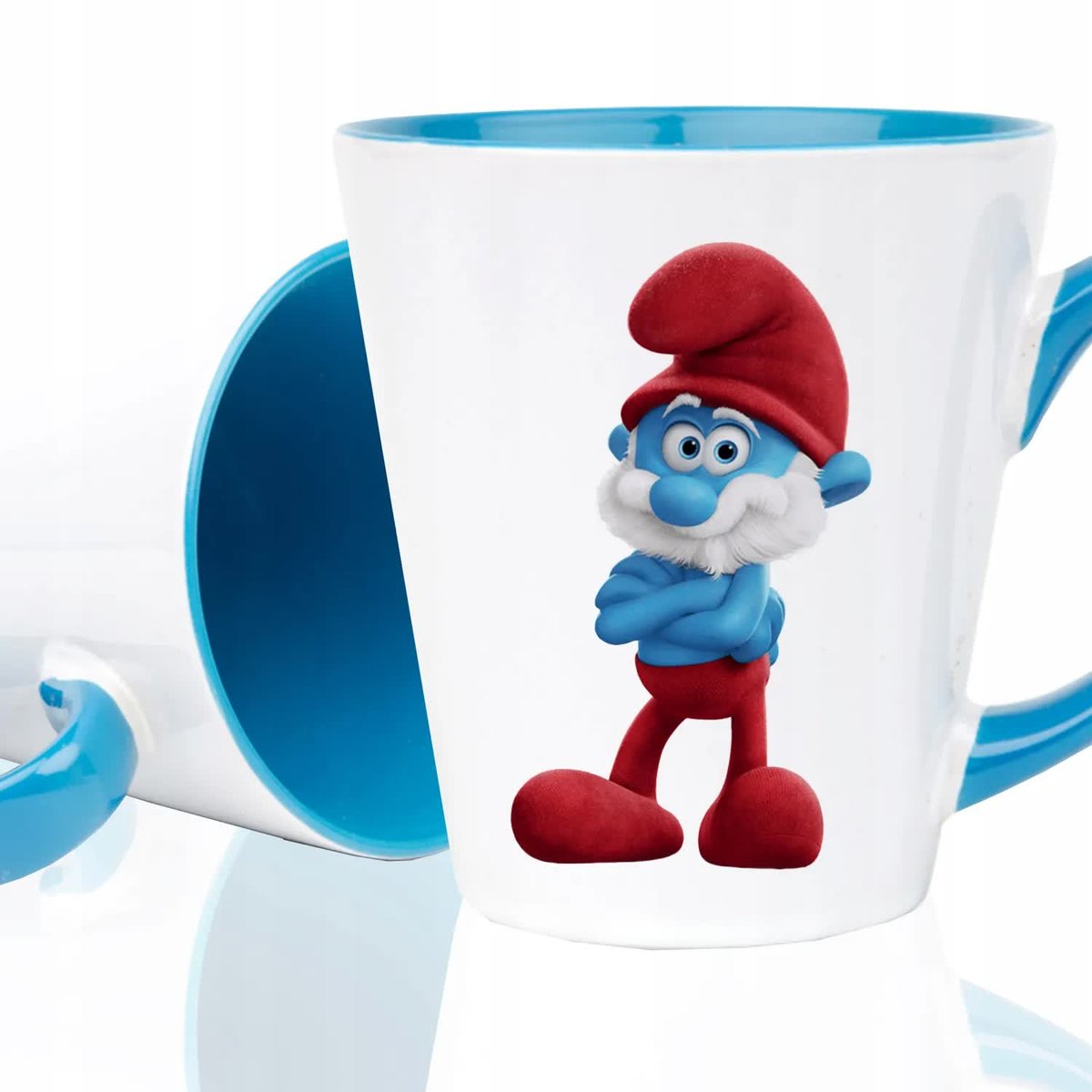 KUBEK LATTE NIEBIESKI Na Prezent Urodziny Dla Fana Smerfów PAPA SMERF Wzory