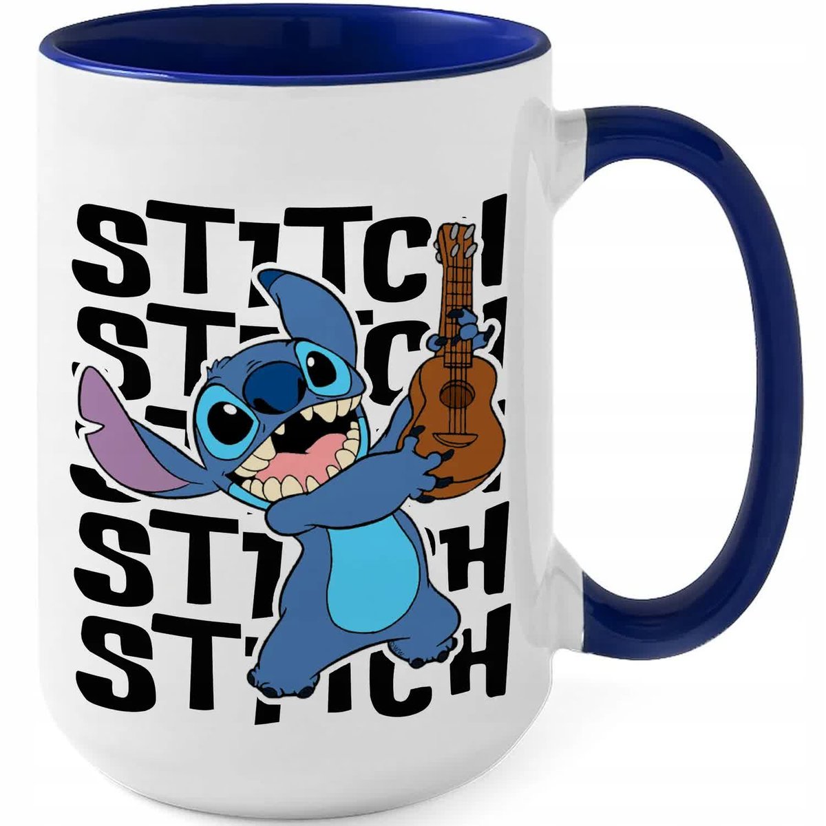 Kubek XXL Granatowy STICH UKULELE Prezent Dla Fana Lilo i Stich Mix Wzorów