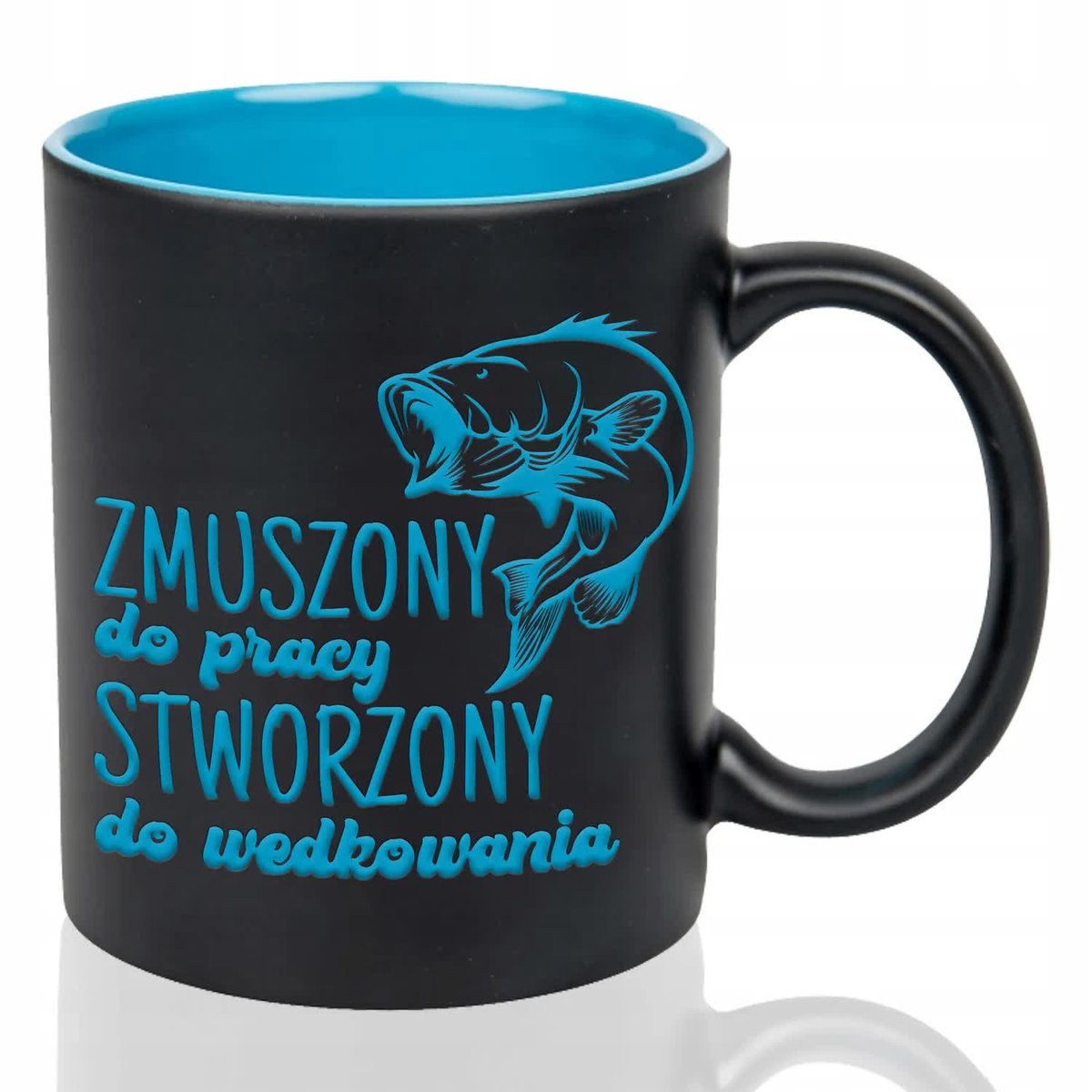 Kubek Grawer NIEBIESKI PREZENT DLA WĘDKARZA Stworzony do wędkowania Wzory