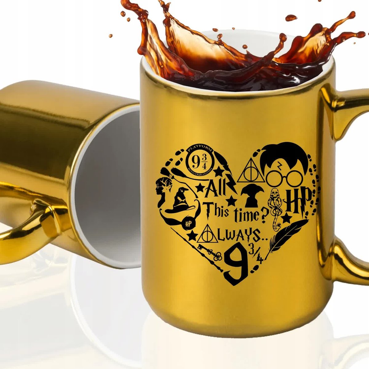 Kubek Duży ZŁOTY Prezent Urodziny Dla Mugola CZARODZIEJKI CZARODZIEJA Wzory