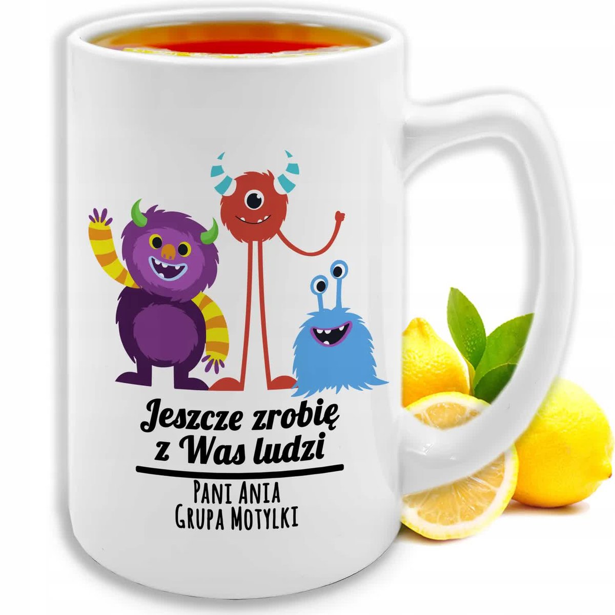 Kubek Duży Dla Nauczyciela Wychowawcy ZROBIĘ Z WAS LUDZI Biały 413ml