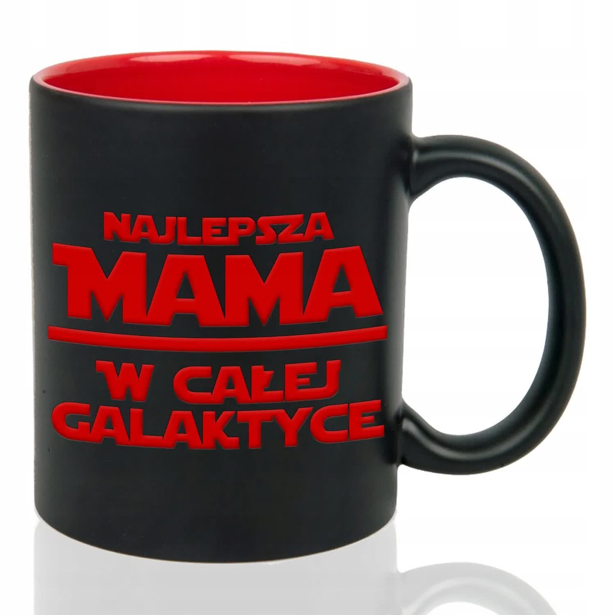 Kubek Czarny Wnętrze Czerwone NAJLEPSZA MAMA W GALAKTYCE Grawer Mix Wzorów