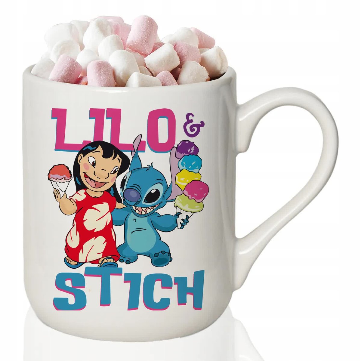 KUBEK BIAŁY COFFEE Na Prezent Urodziny Dla Fana Bajki LILO & STICH Wzory