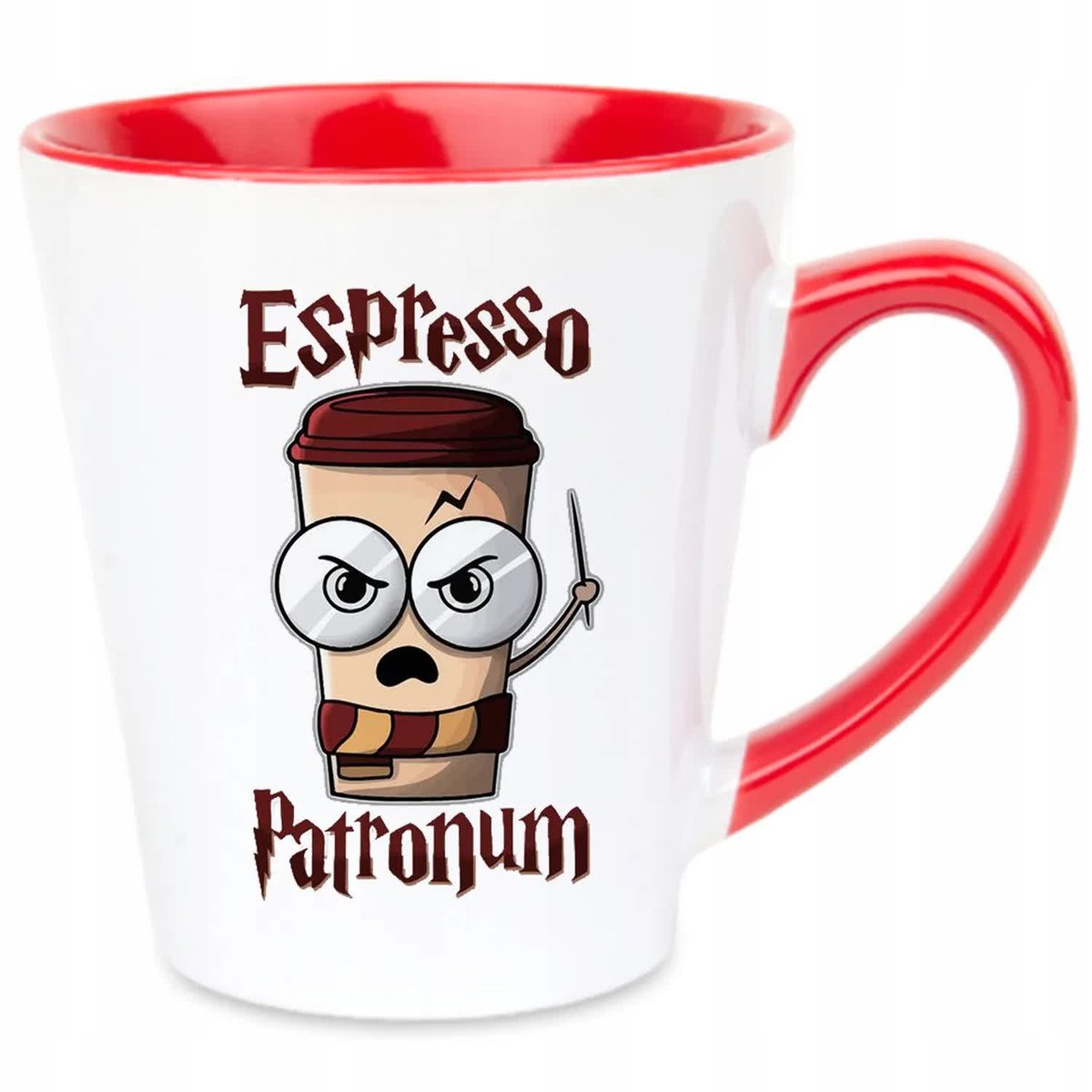 Kubek Latte Czerwono Biały CZAS NA KAWĘ 350 ml Na Prezent Zabawne Wzory