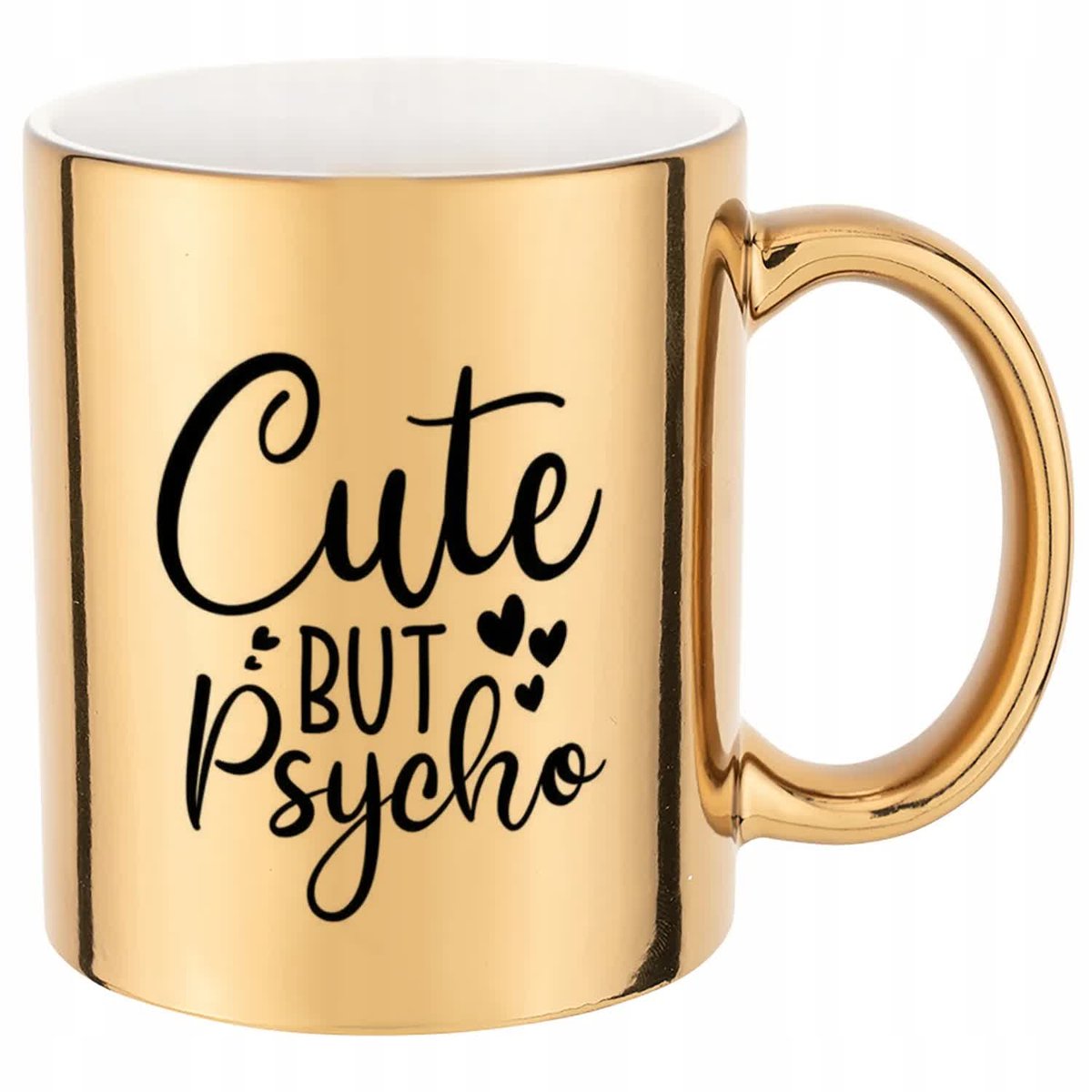 KUBEK ZŁOTY PREZENT CUTE BUT PSYCHO WYSOKIEJ JAKOŚCI NADRUK HARDCOROWE WZÓR