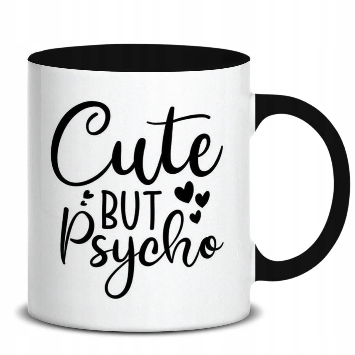 KUBEK BIAŁY PREZENT CUTE BUT PSYCHO WYSOKIEJ JAKOŚCI NADRUK HARDCOROWE WZÓR