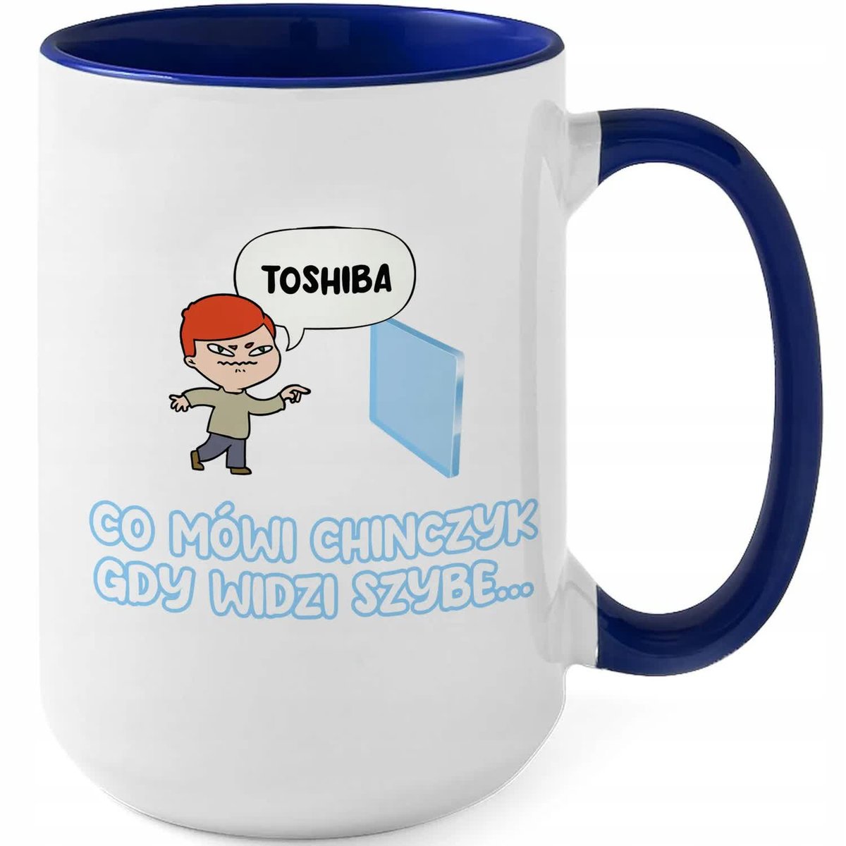 Kubek XXL Granatowy JAK CHIŃCZYK MÓWI NA SZYBĘ? Zabawny Prezent WZORY
