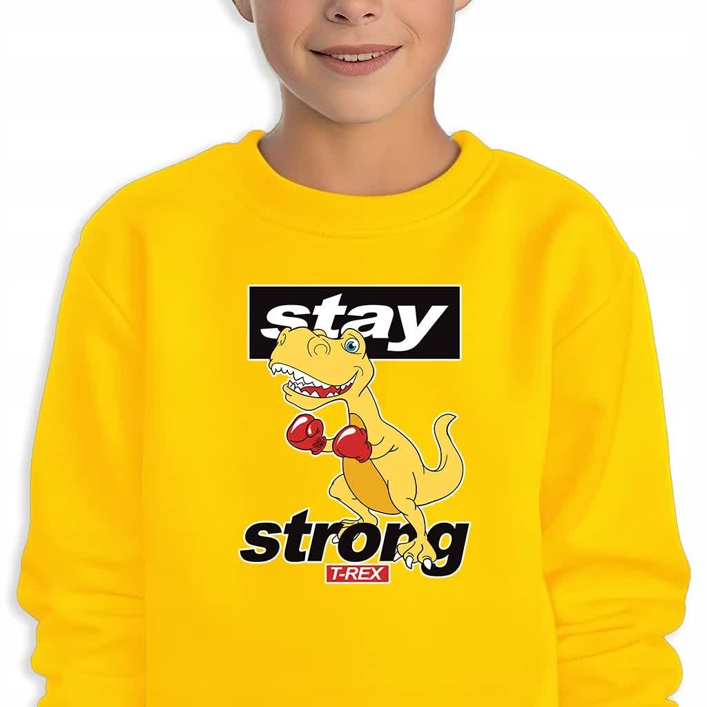Bluza Dziecięca Żółta T-Rex Stay Strong Wysoka Jakość Wzory -152 Cm (12-13)