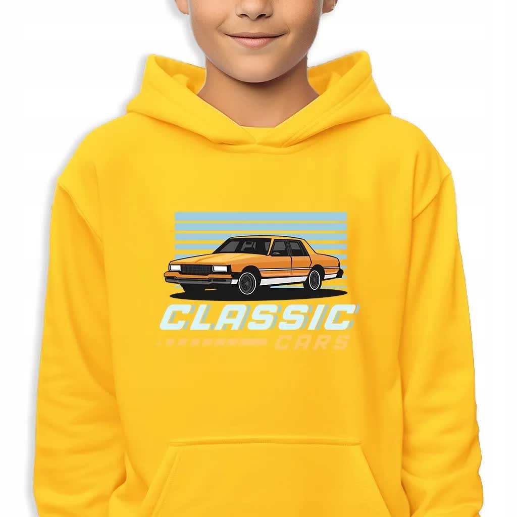 Bluza Dziecięca Z Kapturem Bawełniana 140 Cm Classic Cars Wiele Wzorów