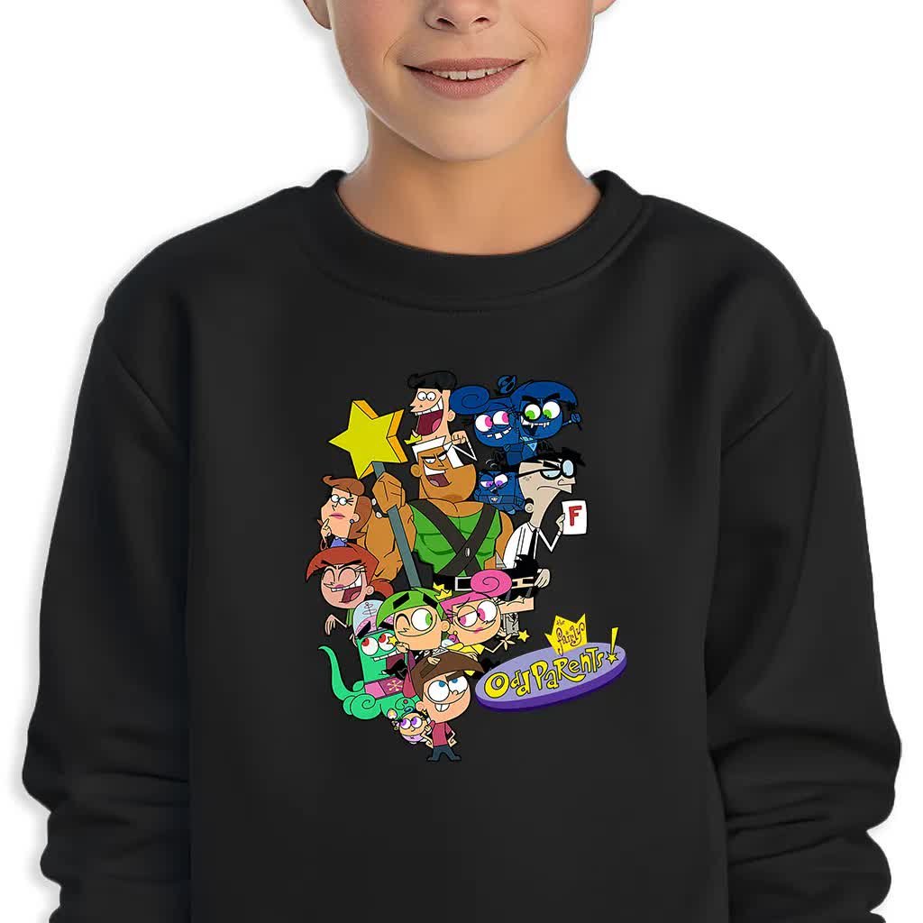 Bluza Dziecięca Czarna Wróżkowie Chrzestni Postacie Wzory -116 Cm (5-6)