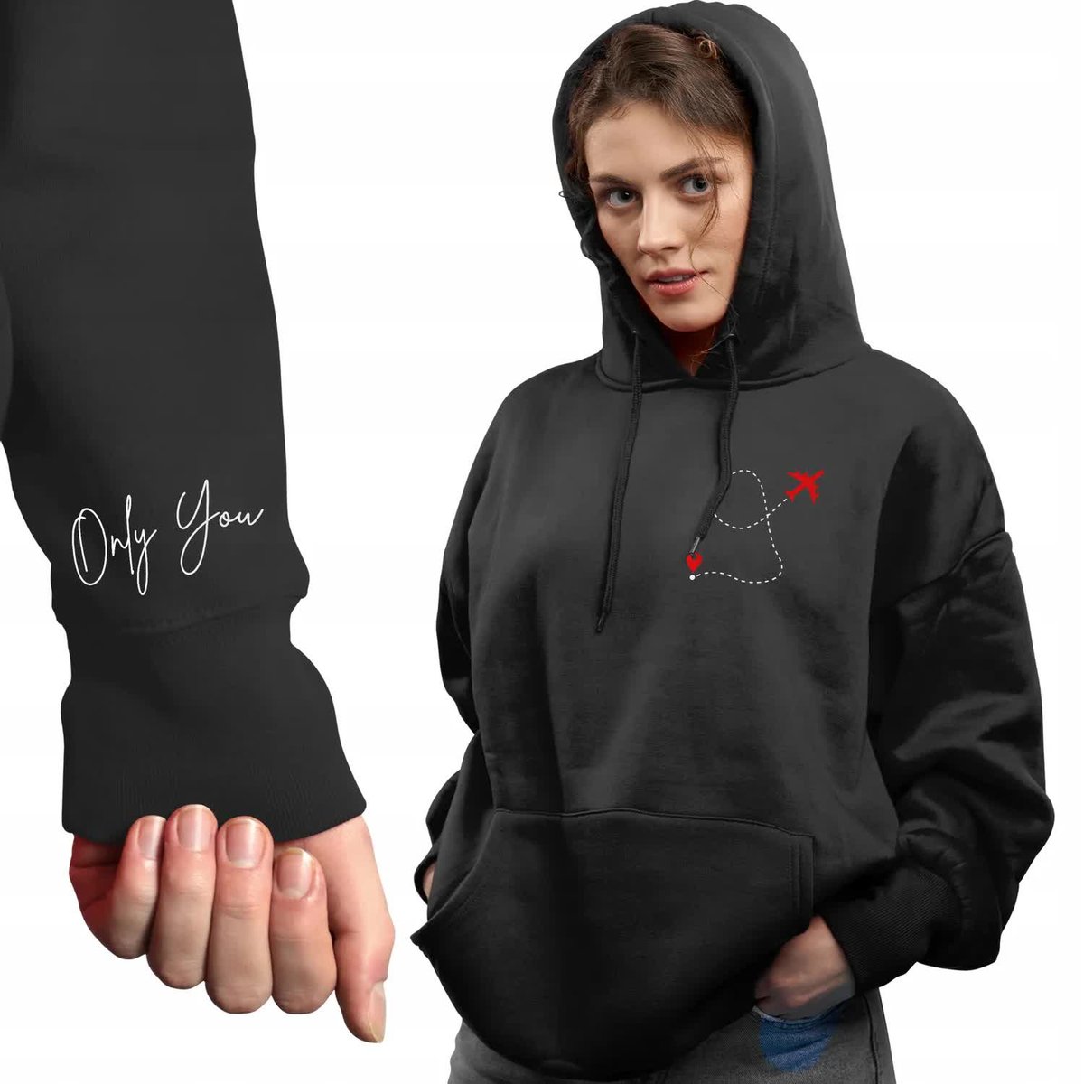 Modna Czarna Bluza Damska Z Kapturem Only You Rozmiar Xxl Top Wiele Wzorów