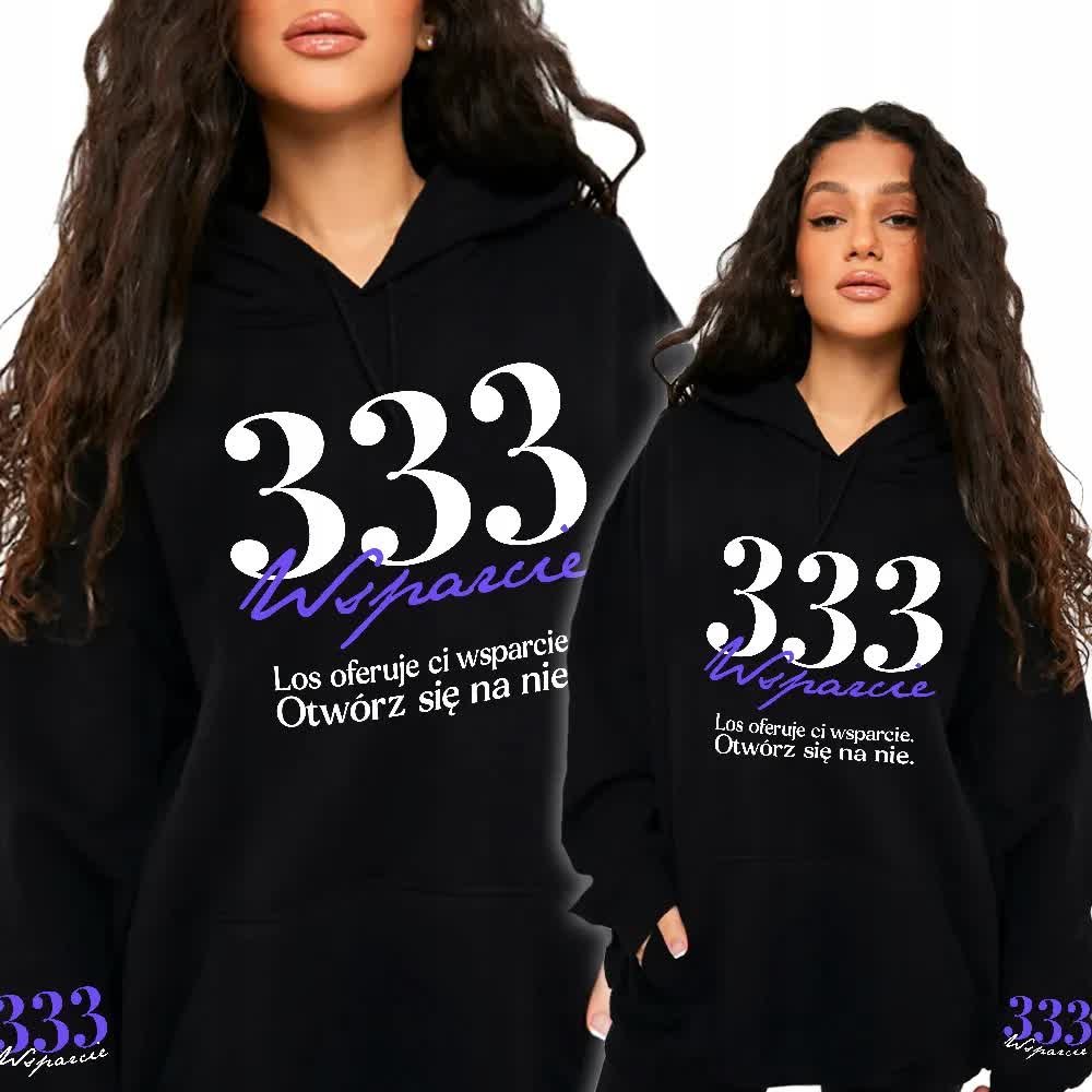 Bluza Czarna Damska Z Kapturem 333 Wsparcie - M