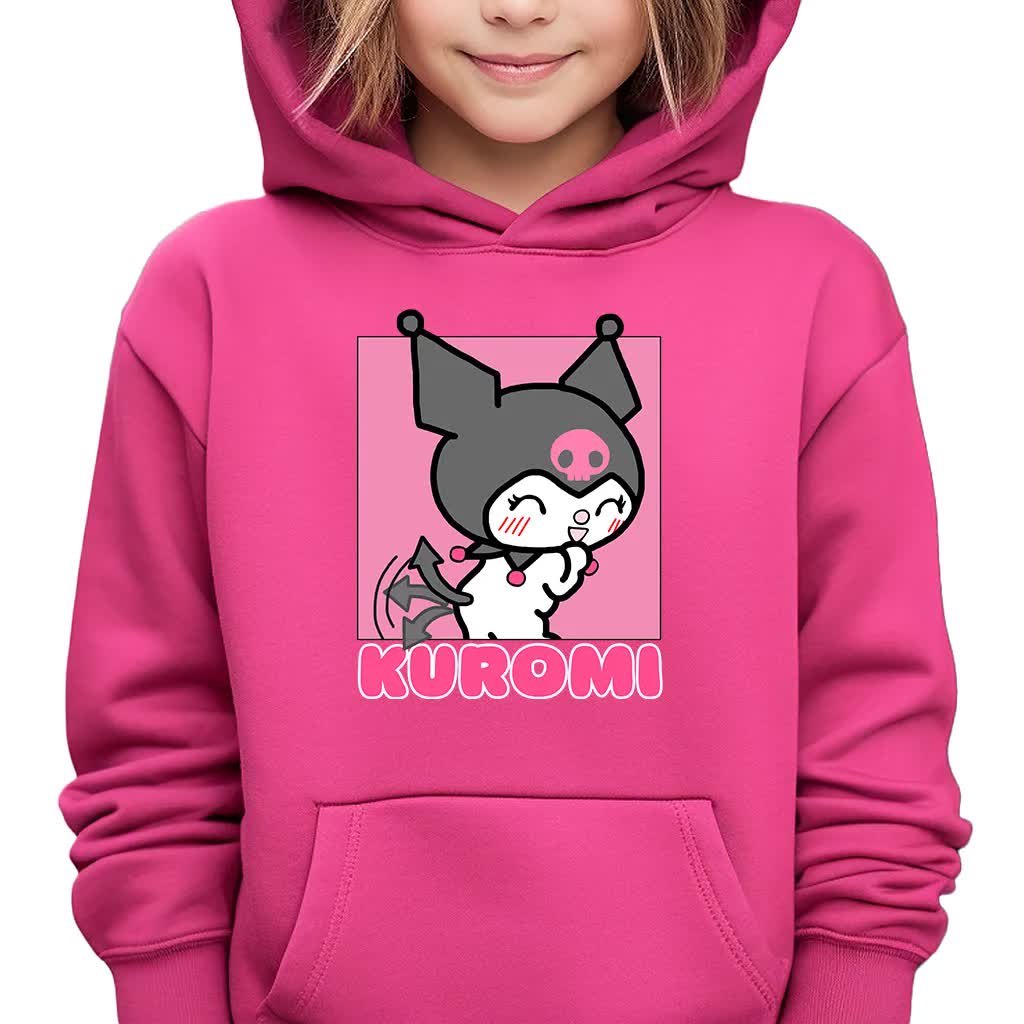 Bluza Dziecięca Malinowa Z Kapturem Na Prezent Dla Fanki Kuromi Wzory - 128