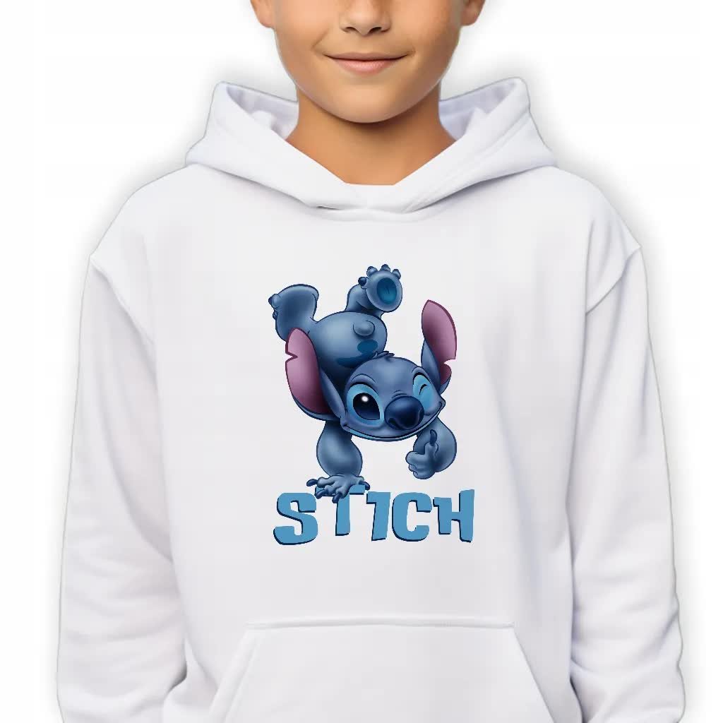 Bluza Dziecięca Z Kapturem Biała Na Prezent Dla Fana Lilo I Stich Wzory 128