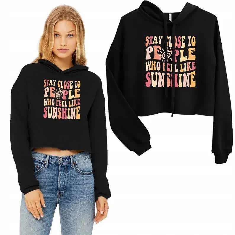 Modna Bluza Damska Crop Z Kapturem Sunshine - M