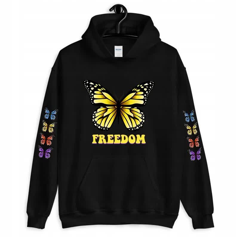 Bluza Czarna Damska Kaptur Freedom Butterfly Xxl