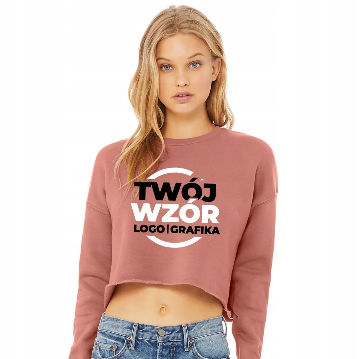 Bluza Krótka Damska Różowa Kreator Twoje Logo Xs