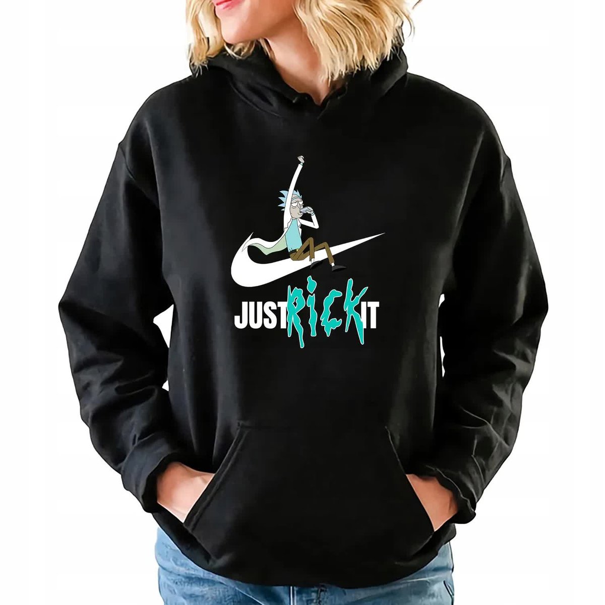 Bluza Damska Czarna Z Kapturem Just Rick It Sportowe Super Wzory - Xl
