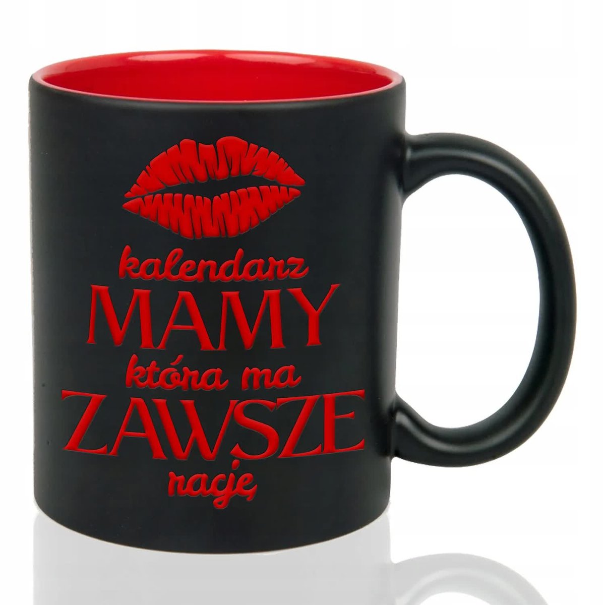 Kubek Czarny Wnętrze Czerwone MAMA MA ZAWSZE RACJE Grawer Mix Wielu Wzorów