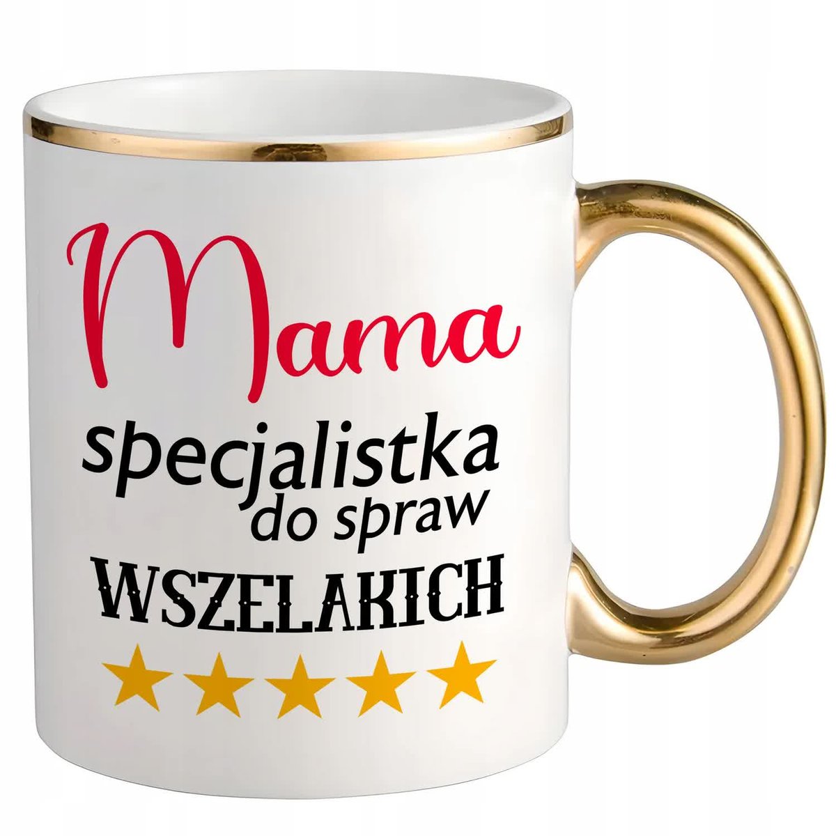 KUBEK BIAŁO-ZŁOTY DLA MAMY PREZENT DZIEŃ MATKI SPECJALISTKA WIELE WZORY