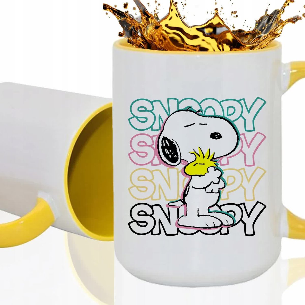 Kubek DUŻY XXL ŻÓŁTY Prezent Na Urodziny Dla Miłośnika Pieska SNOOPY Wzory