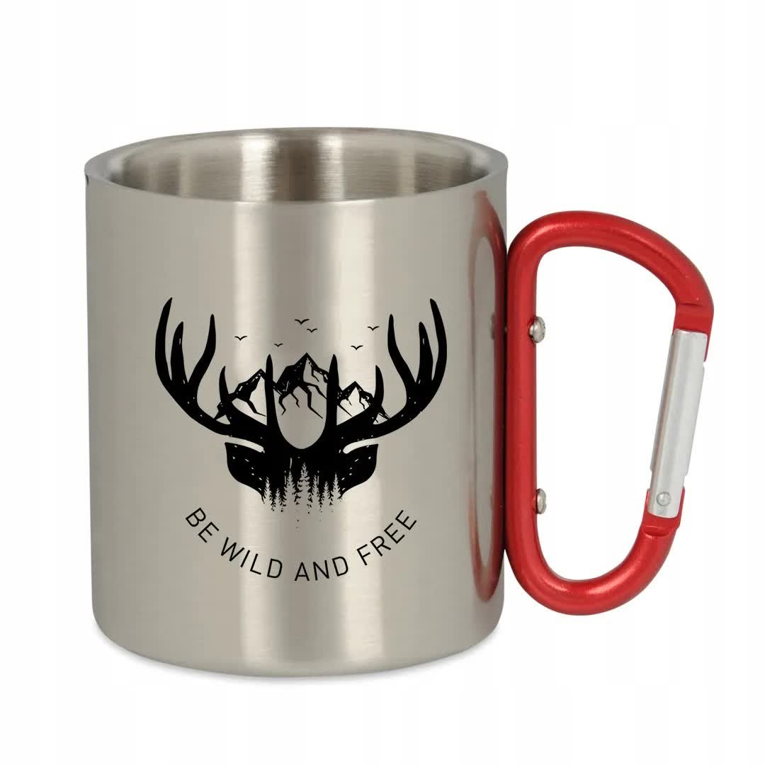 Kubek METALOWY z Czerwoną klamrą wzór NORDIC 37