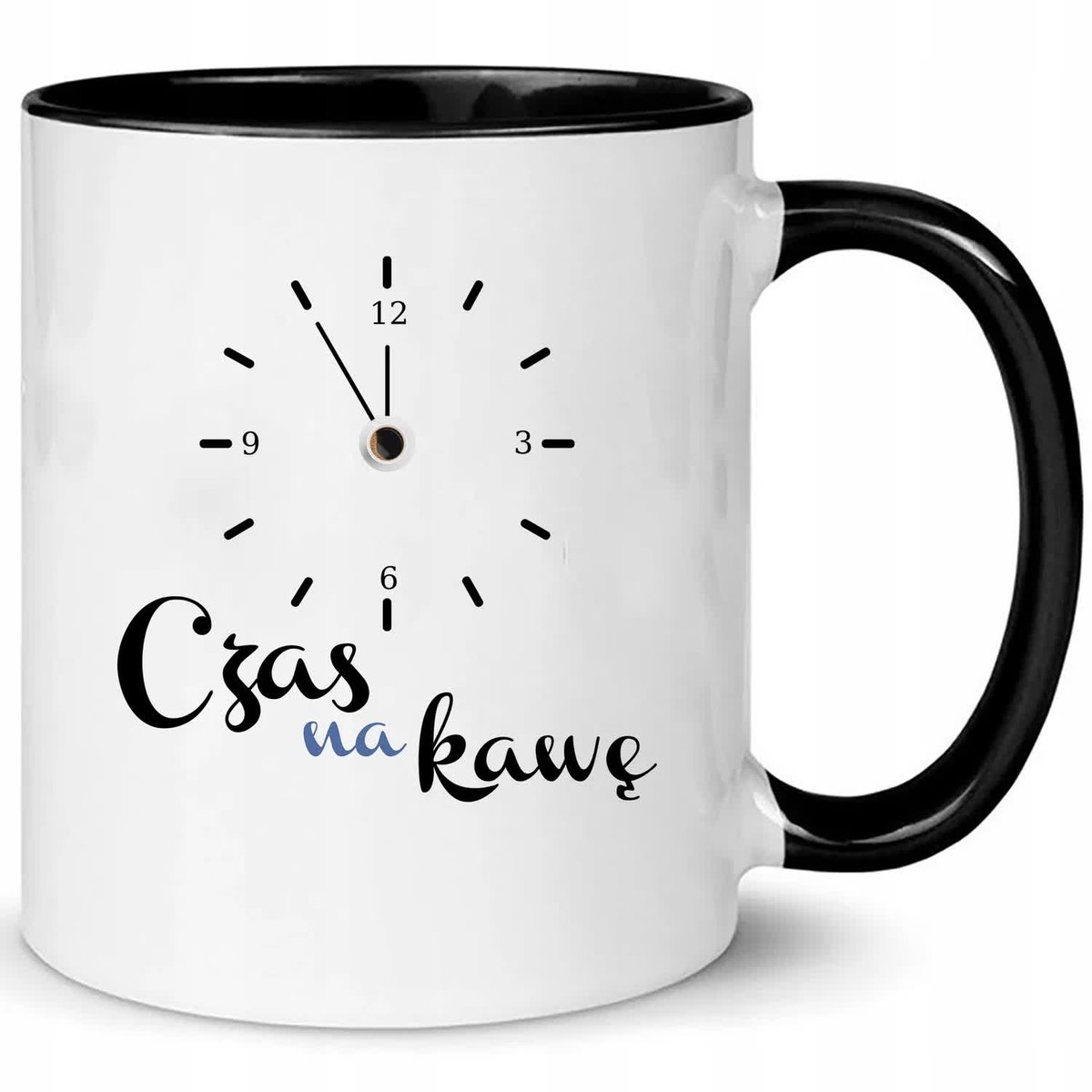 Kubek Biało Czarny CZAS NA KAWĘ Na Prezent Do Pracy Zabawne Wzory