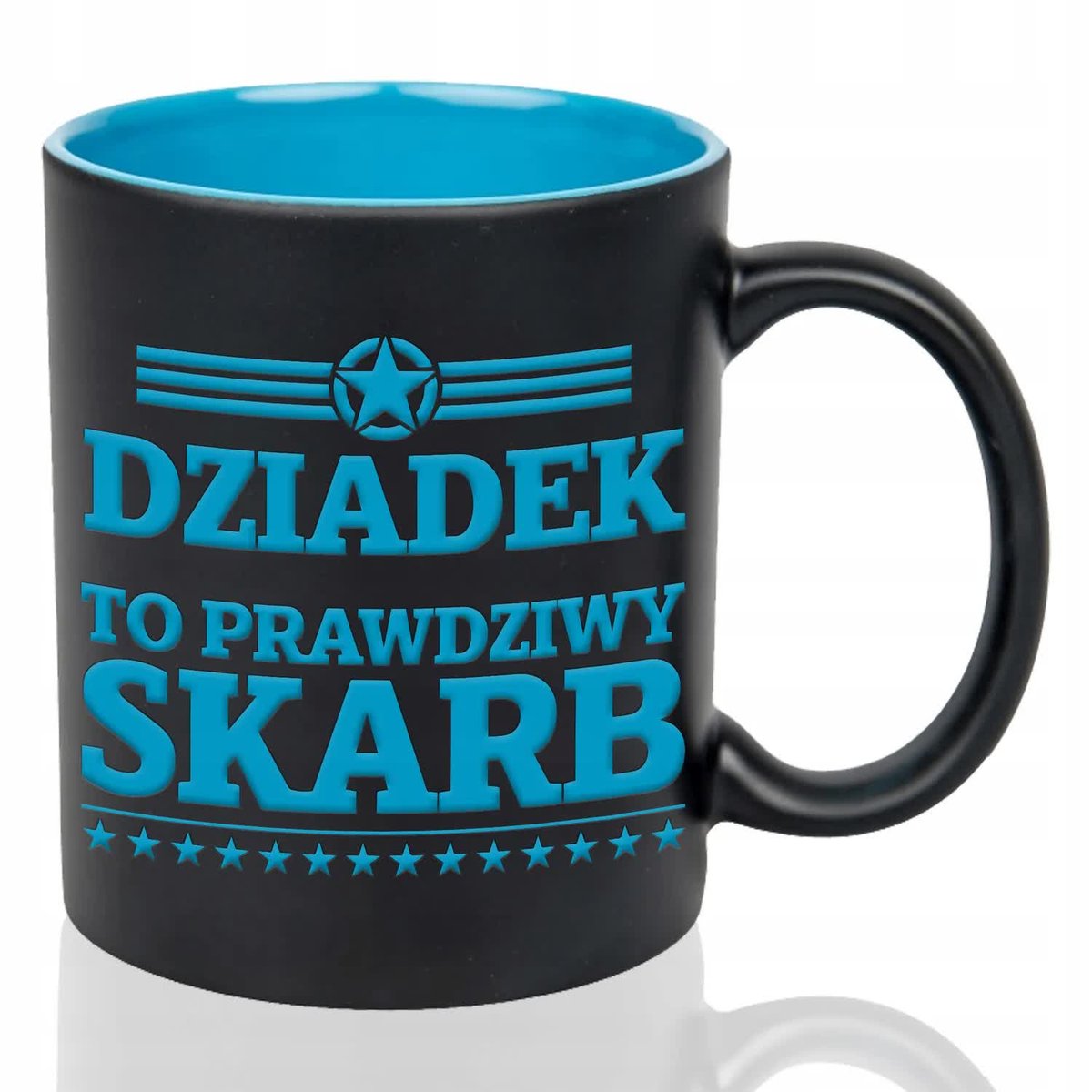 Kubek Czarny Wnętrze Niebieski DZIADEK TO PRAWDZIWY SKARB Grawer Mix Wzorów