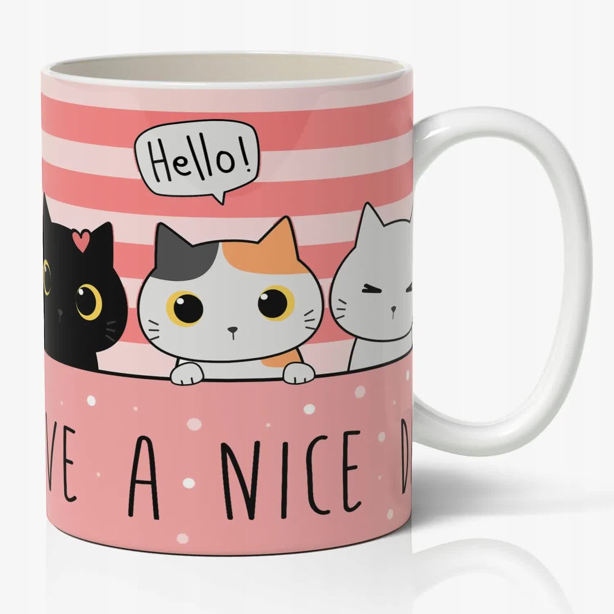 Kubek BIAŁY na prezent wzór SŁODKIE KOTKI 01