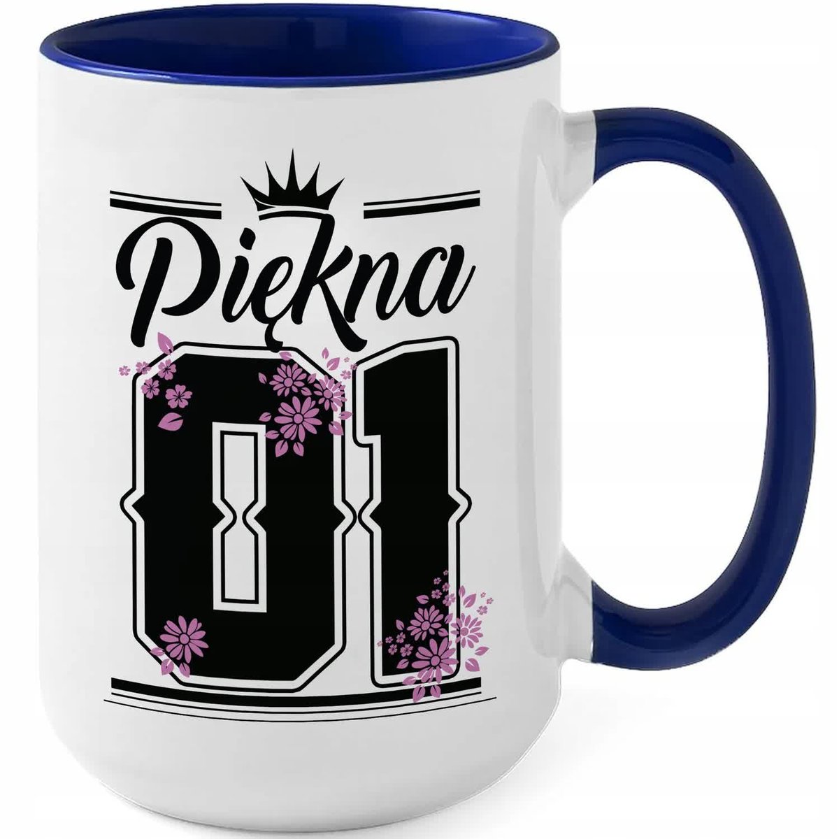 Kubek DUŻY Granatowy 01 PIĘKNA Na Super Prezent Dla Przyjaciółki WZORY