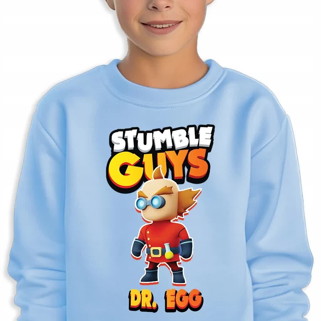 Bluza Dziecięca Niebieska Stumble Guys Mix Wzorów Doktor Egg - 152Cm
