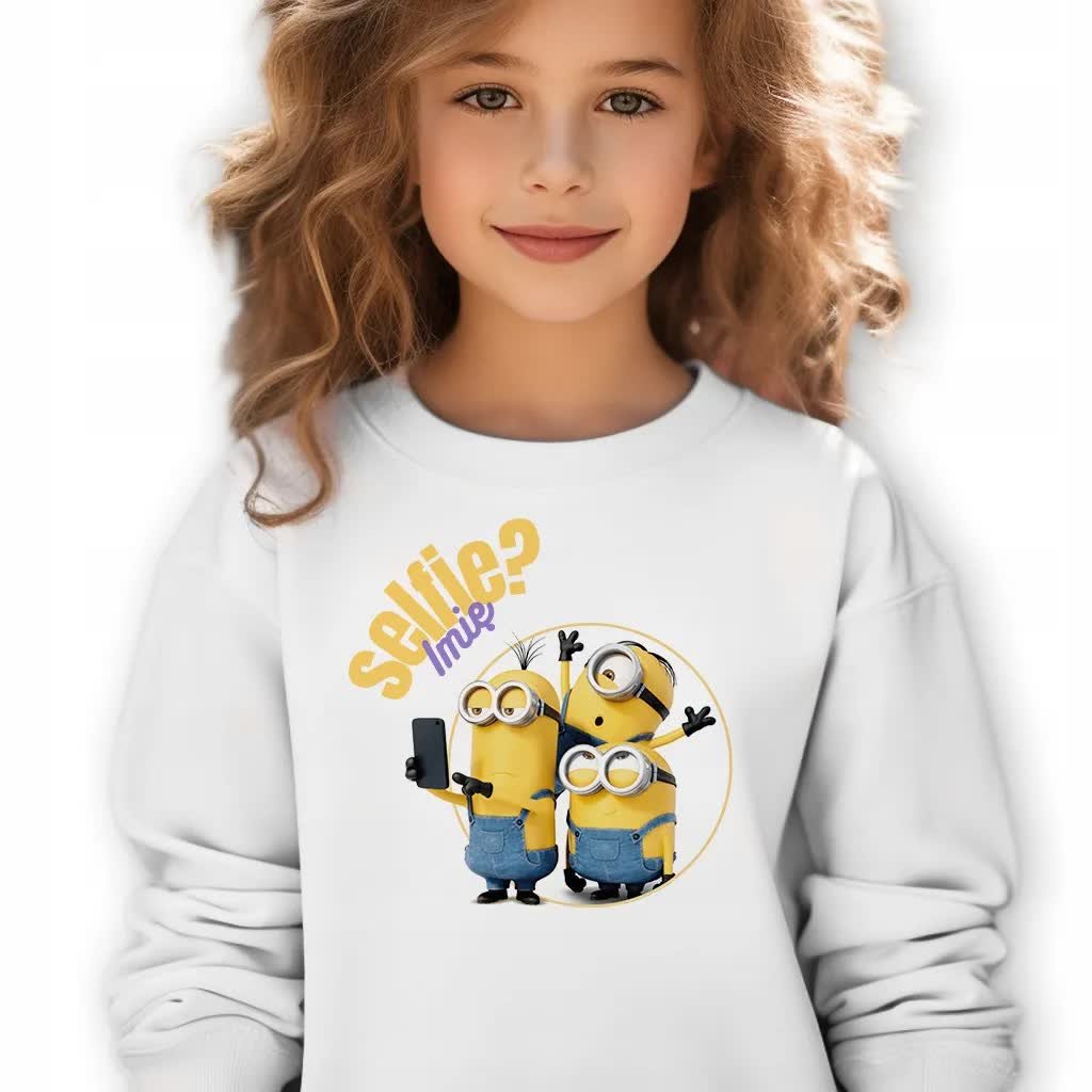 Bluza Dziecięca Biała Minionki Selfie? Minions *Twoje Imię* Rozmiar 164 Cm