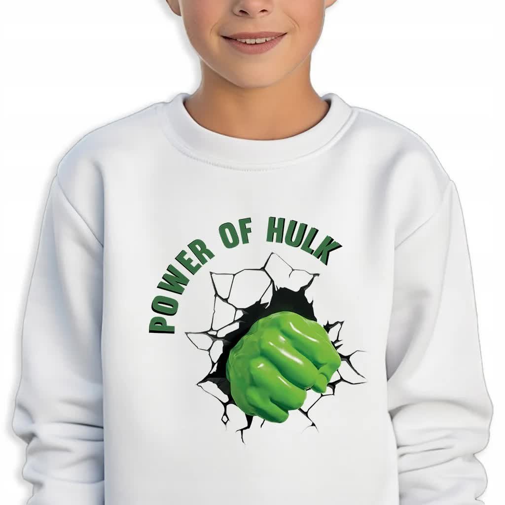 Bluza Dziecięca Biała Bawełniana Marvel Power Of Hulk -128Cm (7 - 8) Wzory