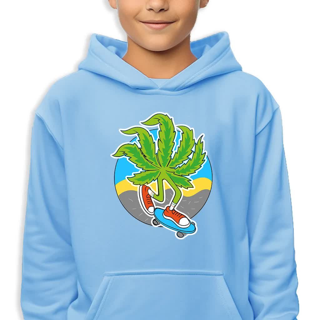 Bluza Dziecięca Z Kapturem Niebieska Skate Weed Wiele Wzorów -128 Cm (7-8)