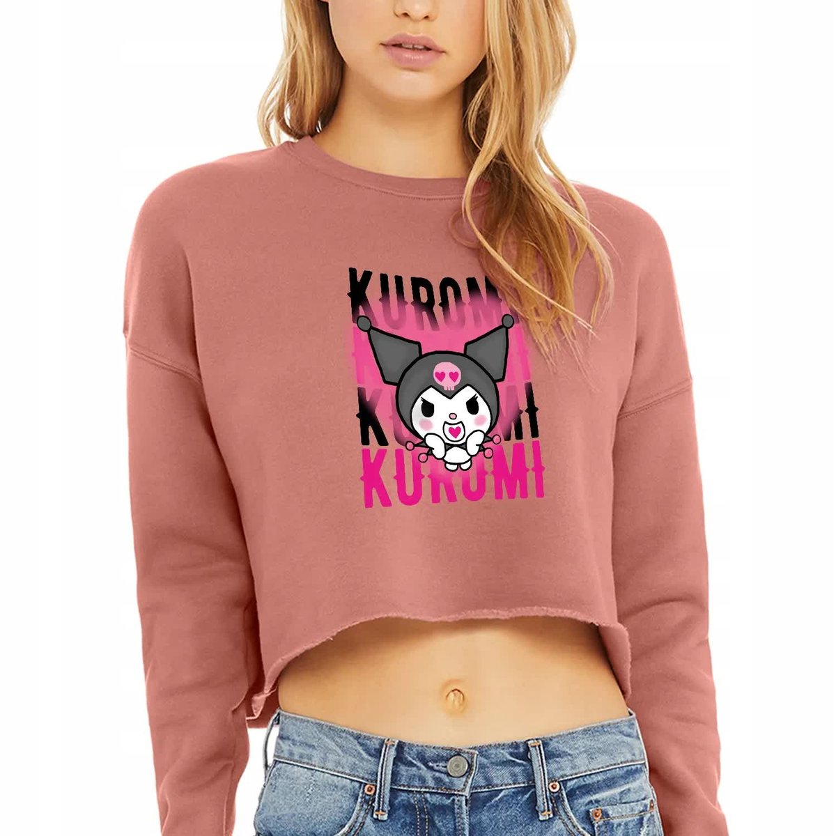 Bluza Damska Różowa Dresowa Dla Fana Anime Królik Kuromi Heart Wzory - S