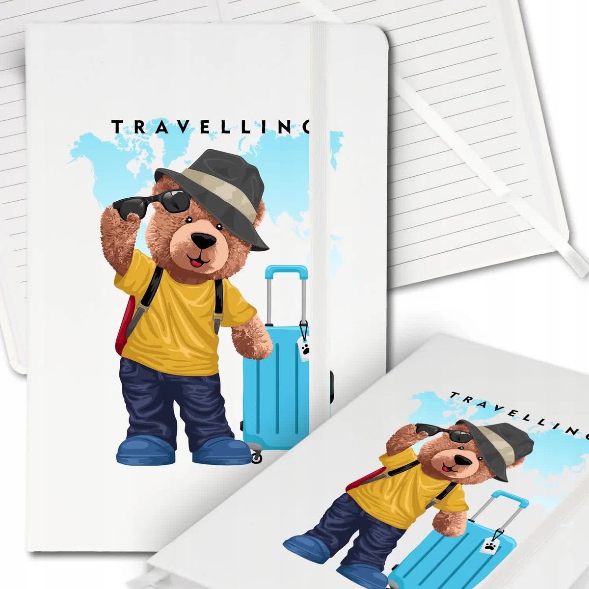 Notes Biały A5 Bullet Journal Teddy Podróżnik Wz