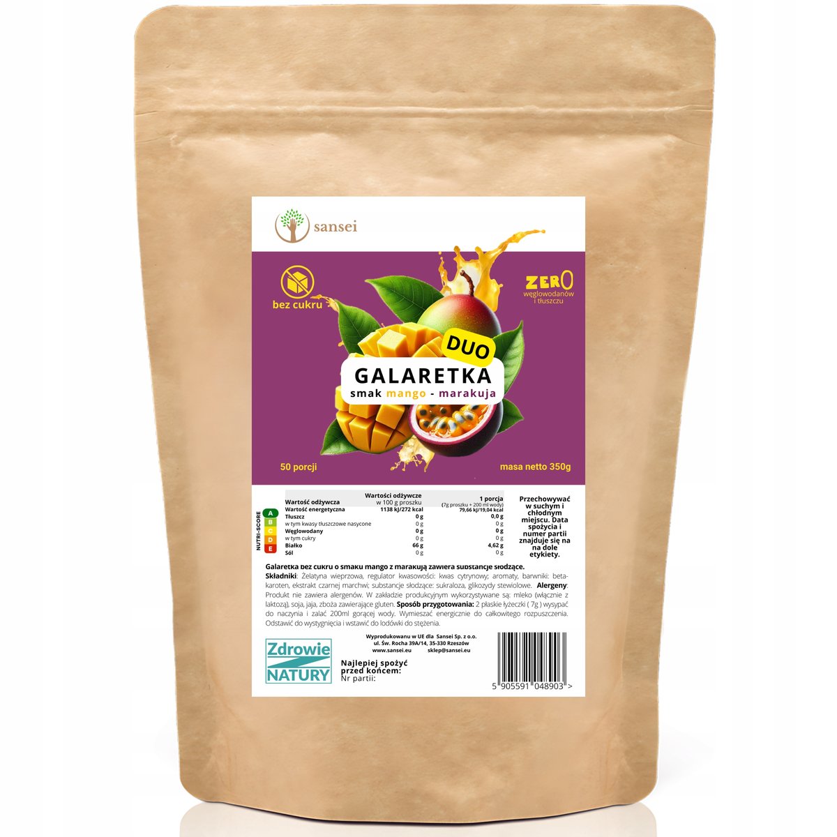 Sansei galaretka b. cukru op. 350g smak mango-marakuja