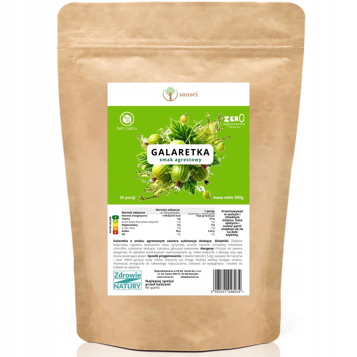 Sansei galaretka b. cukru op. 350g smak agrestowy