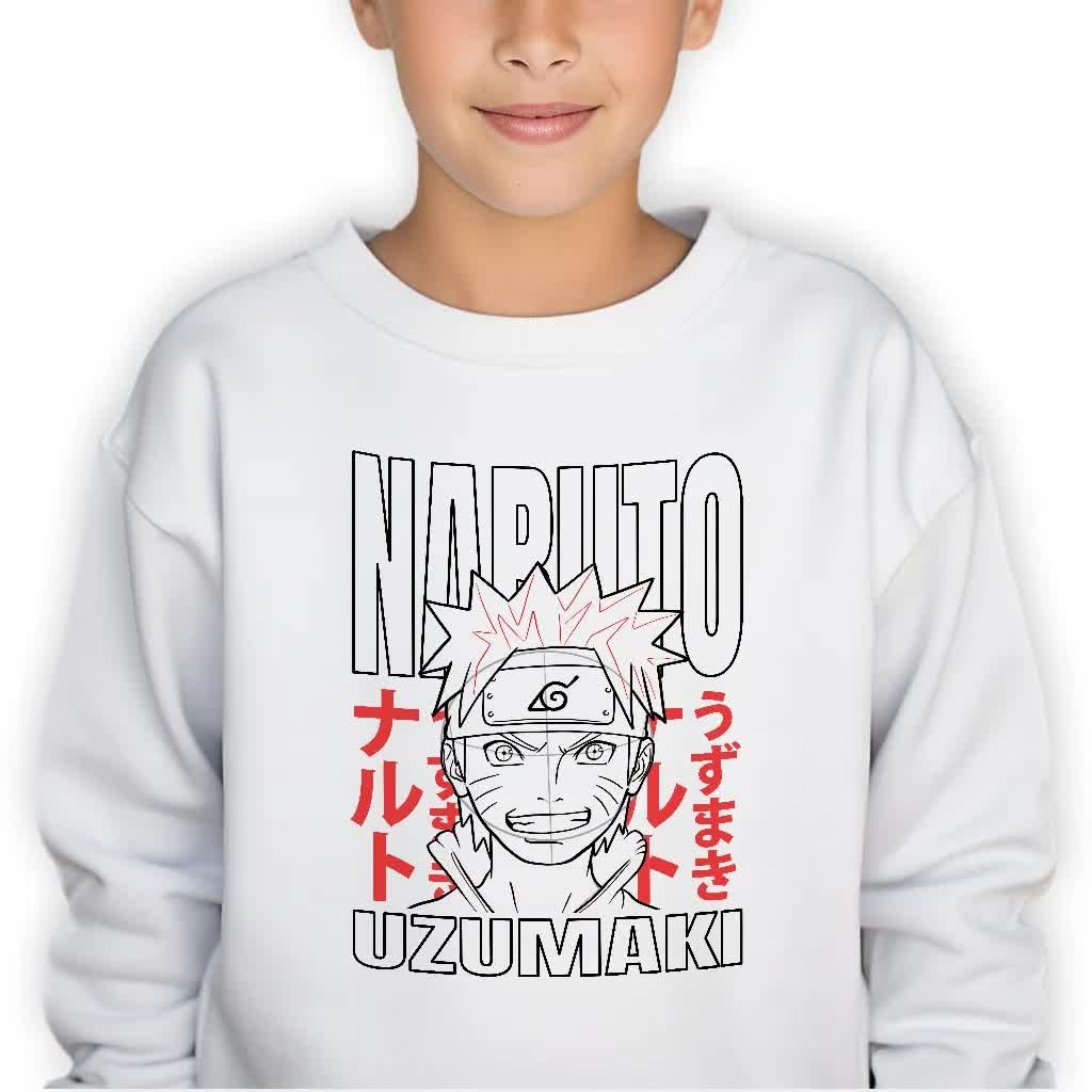 Bluza Dziecięca Biała Na Prezent Dla Fana Anime Naruo Uzumaki Wzory - 152