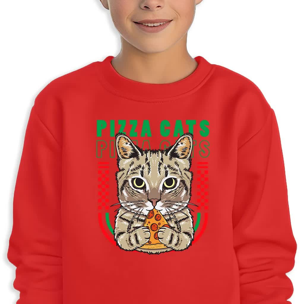 Bluza Dziecięca Czerwona Pizza Cats Wysoka Jakość Wzory -140 Cm (9-11)
