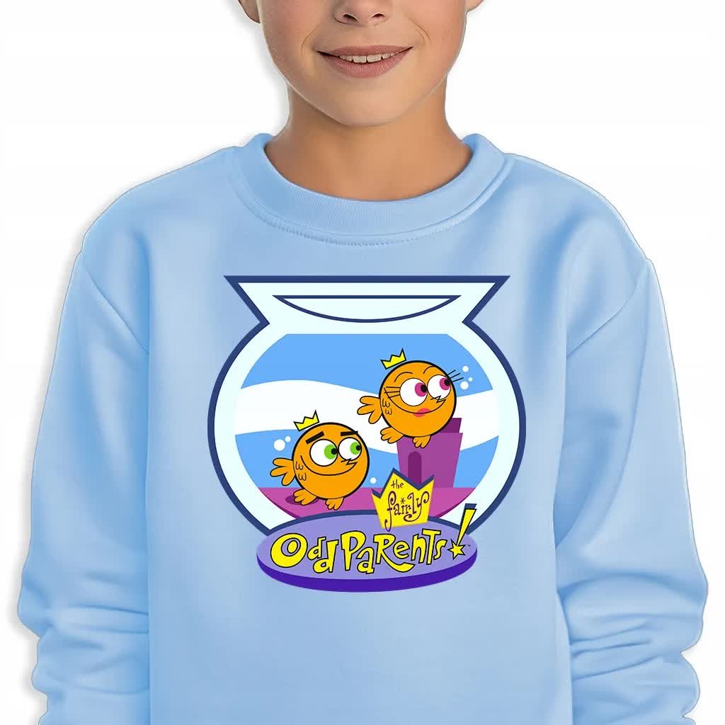 Bluza Dziecięca Niebieska Wróżkowie Chrzestni Rybki Wzory -152 Cm (12-13)