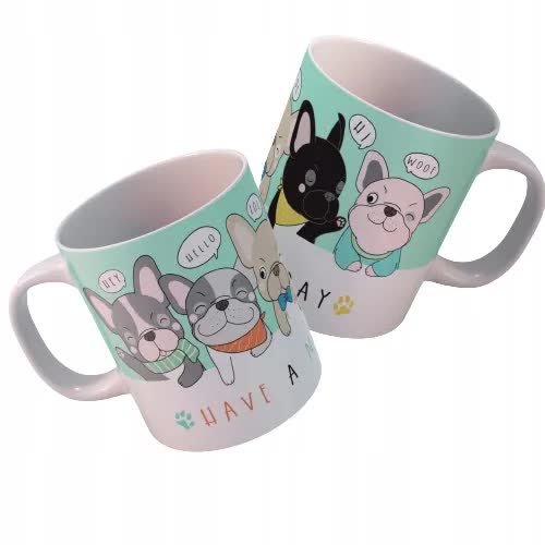 Kubek Biały PEŁEN NADRUK wzór PIESKI PIESEK 03