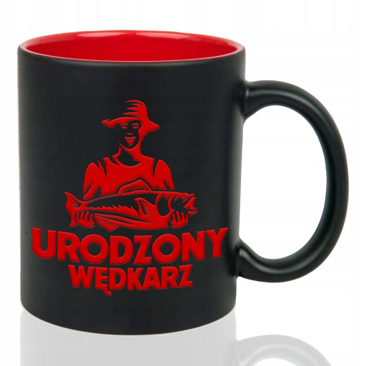 Kubek Grawer CZERWONY IDEALNY PREZENT DLA WĘDKARZA Urodzony Wędkarz Wzory