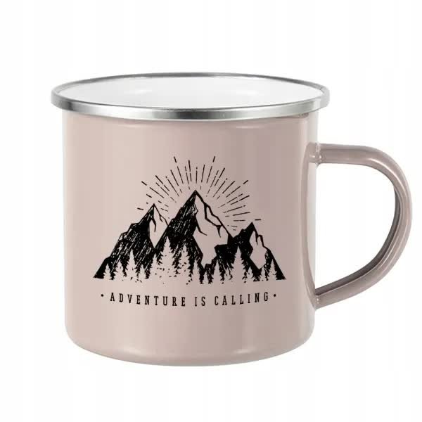 Kubek STALOWY Różowo-Szary nadruk LETS GET LOST 01