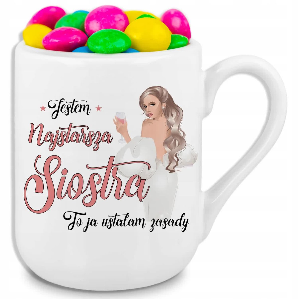 Kubek Biały 330ml COFFEE - Prezent dla Najstarszej Siostry Wiele Wzorów