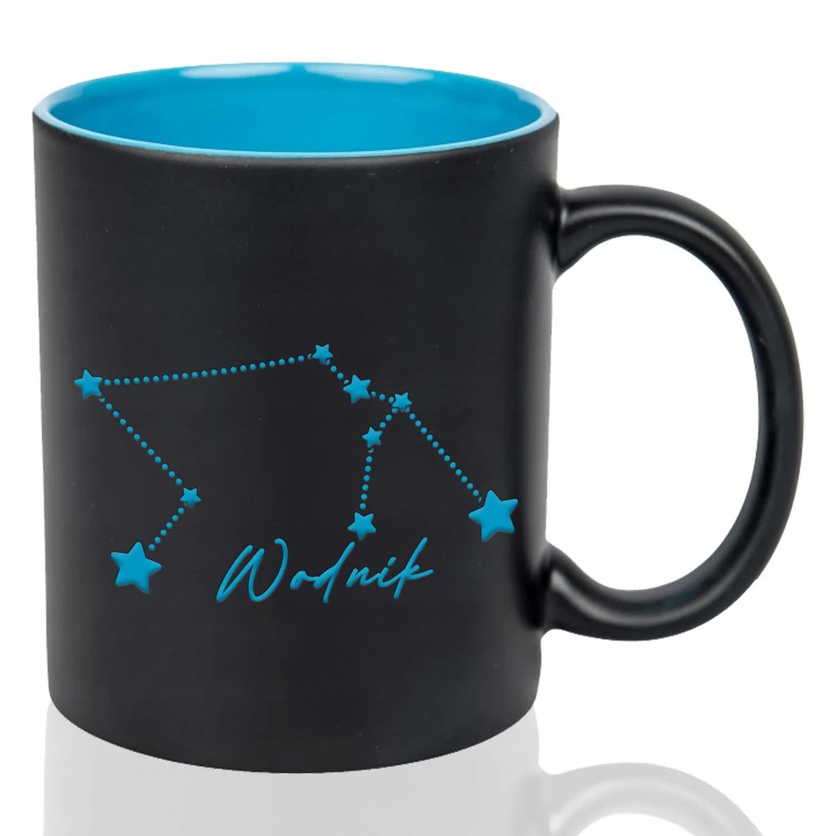 KUBEK NIEBIESKI GRAWER Prezent Na Urodziny Dla Zodiakary WODNIK Wzory