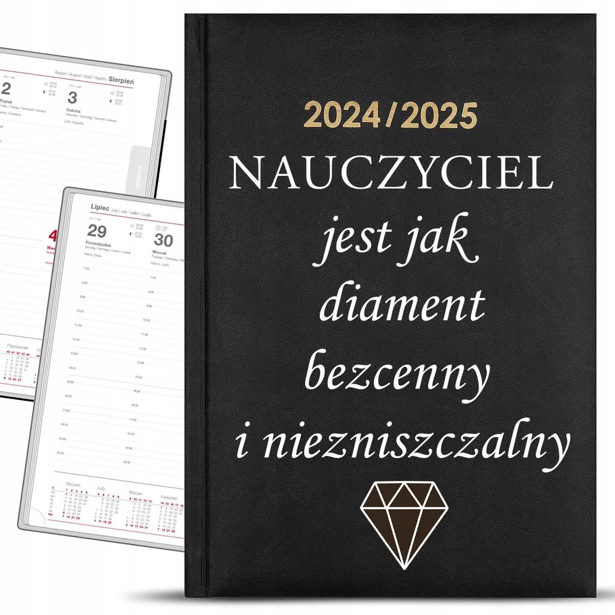 Kalendarz Nauczycielski 24\25 Czarny Nauczyciel Diament Prezent KREATOR