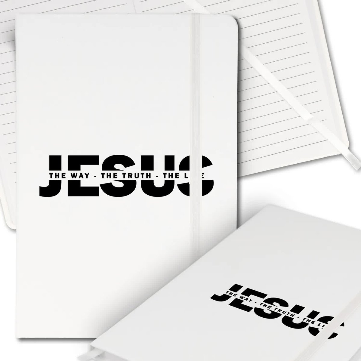 Notes Biały A5 Notatnik Dziennik z Gumką Linia Religia JEZUS Wiara Wzory